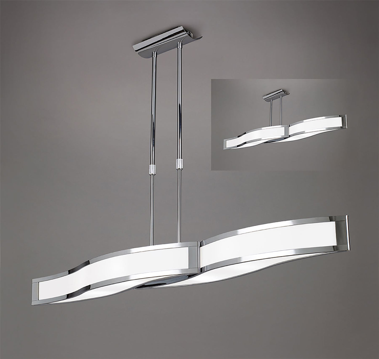 Mantra Sintesys GU10 Sintesys Linear Telescopic Convertible To Semi Flush GU10 4 Light Polished Chrome - M8666, CFL Lamps INCLUDED