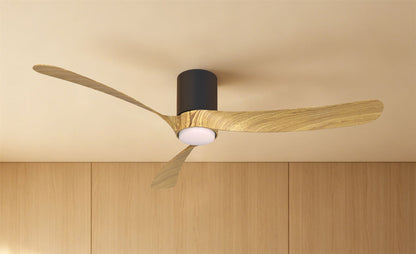 Nemo II L 1.3m 19W LED Dimmable Ceiling Light With Built-In 32W DC Fan, 3000-5000K Remote Control, 3800lm, Wood/Black, 5yrs Warranty