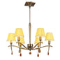 Mantra Siena 63cm Pendant Round 6 Light E14, Antique Brass with Amber Cream Shades and Amber Crystal