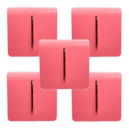 Trendi 1 Gang 2 Way 240V Screwless Artistic Modern Glossy 10 Amp Chrome Rocker Electrical Wall Light Switch in Strawberry Red (5 pack)