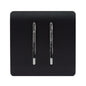 Trendi 2 Gang 3 Way Intermediate Artistic Modern Glossy 10 Amp Rocker Light Switch Matt Black