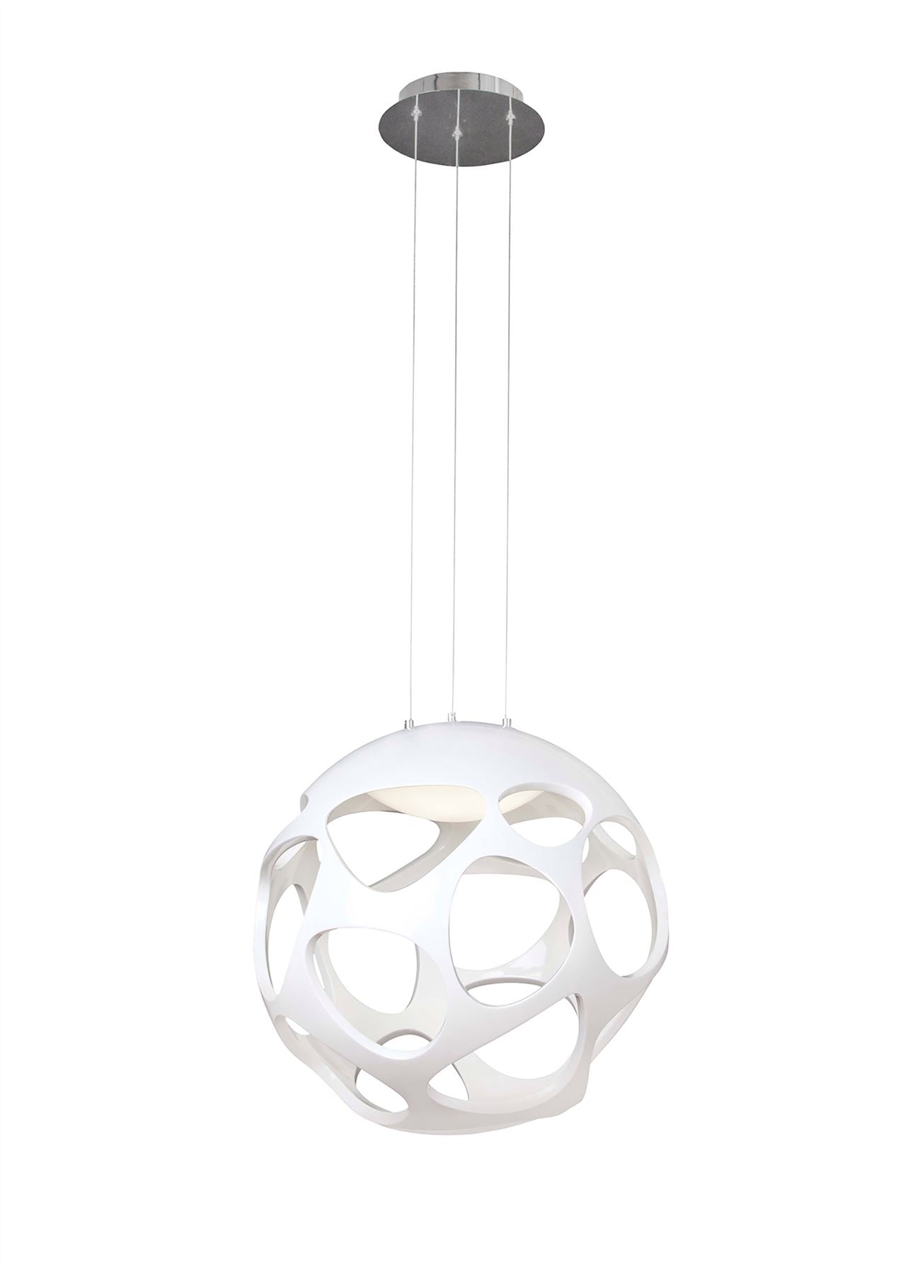 Mantra M5140 Organica Pendant 3 Light E27, Gloss White/Polished Chrome