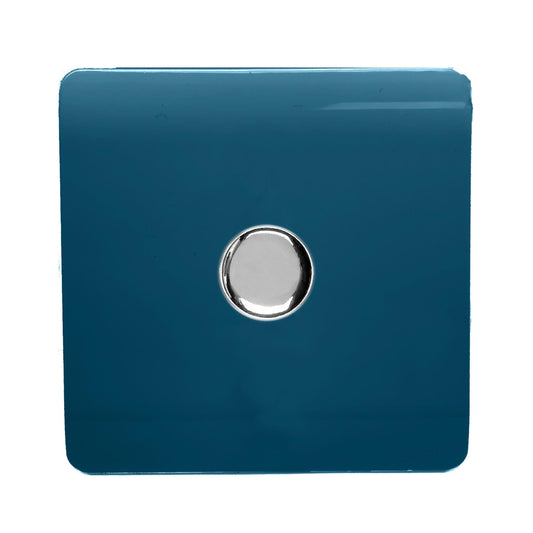 Trendi 1 Gang 2 Way 150w LED Dimmer Screwless 10 Amp Wall Light Switch in Ocean Blue - ART-LDM150WOB