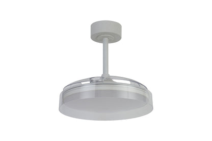 Glass Fan 44cm 36W LED Dimmable Ceiling Light With Built-In 25W DC Fan, 3000-5000K Remote Control, 5710lm, White/Clear, 5yrs Warranty