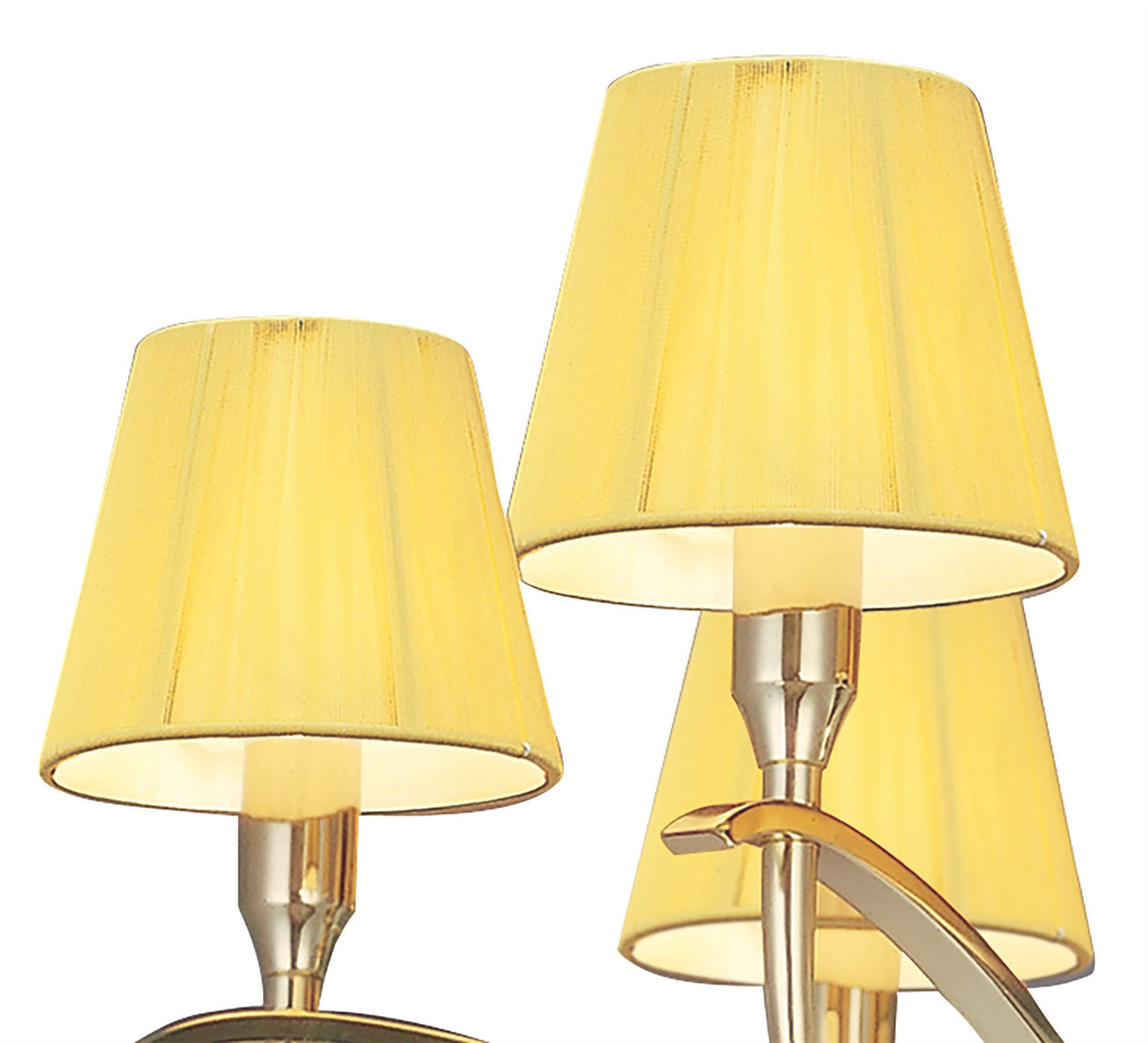 Mantra Siena 63cm Semi Flush Round 6 Light E14, Polished Brass with Amber Cream Shades and Clear Crystal