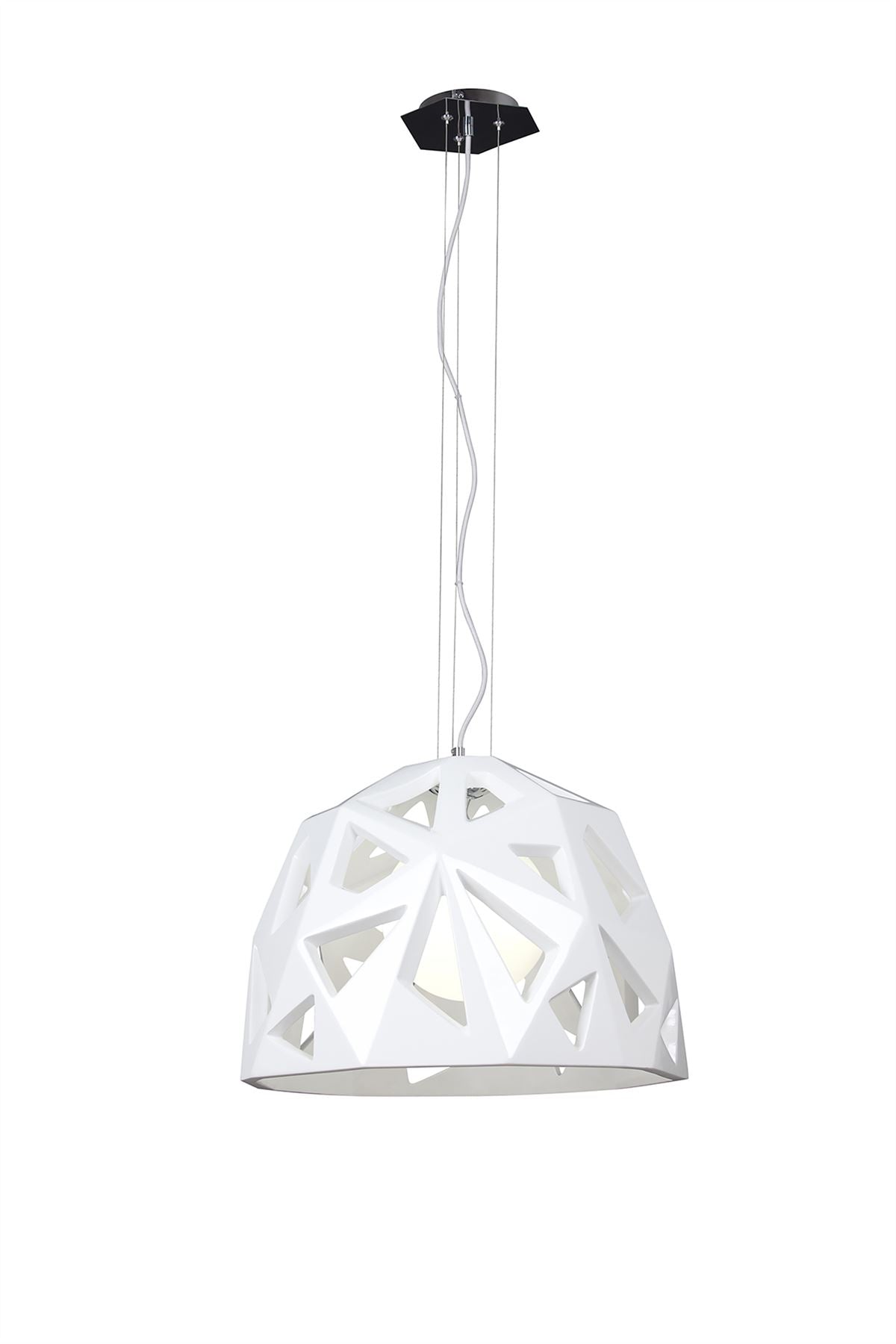 Mantra M3730 Facette Pendant 1 Light E27, Gloss White/Polished Chrome