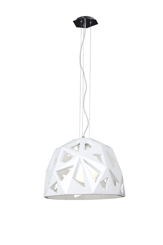 Mantra M3730 Facette Pendant 1 Light E27, Gloss White/Polished Chrome