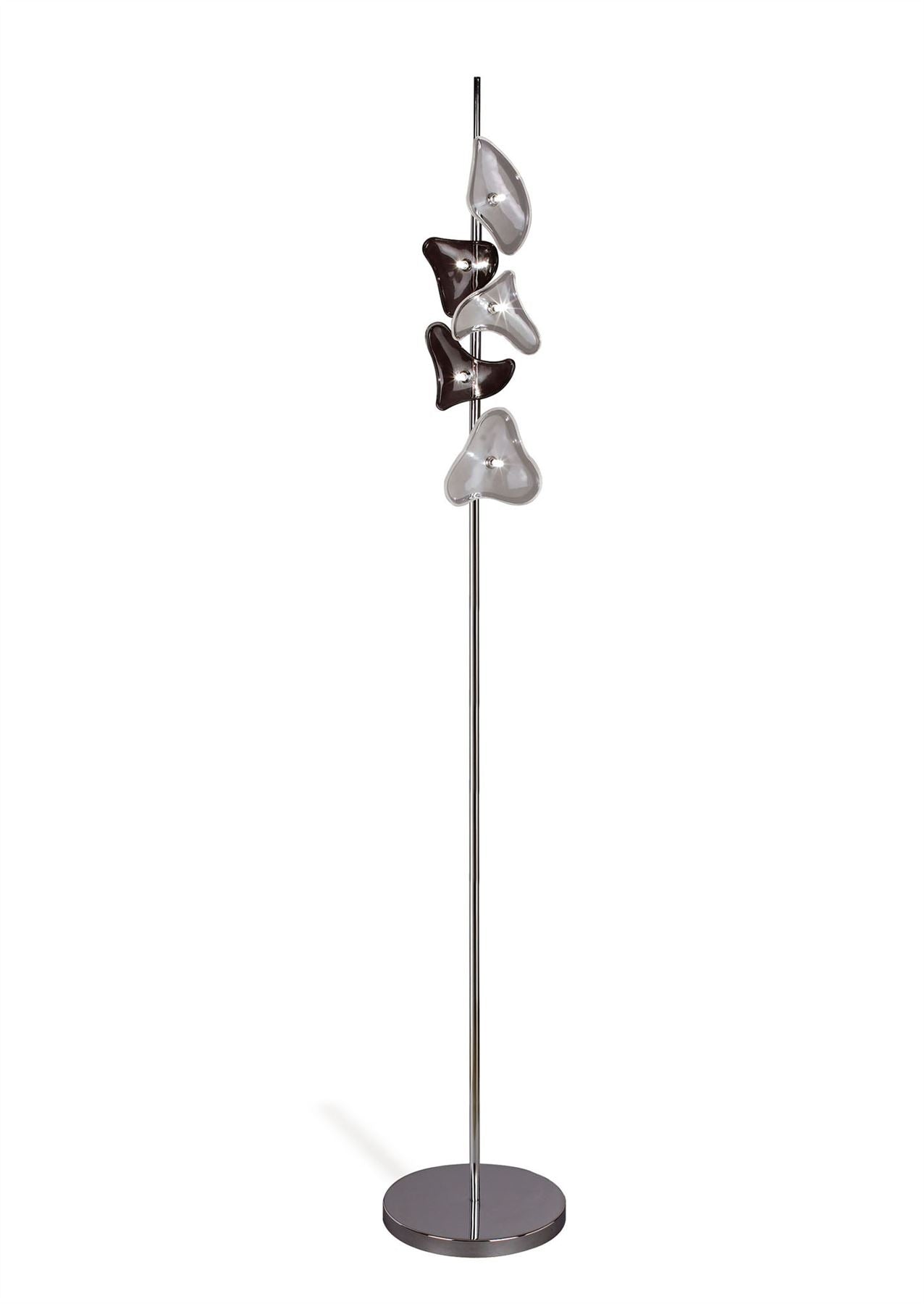 Mantra Otto Floor Lamp 5 Light G4, Polished Chrome/Frosted Glass/Black Glass, NOT LED/CFL Compatible