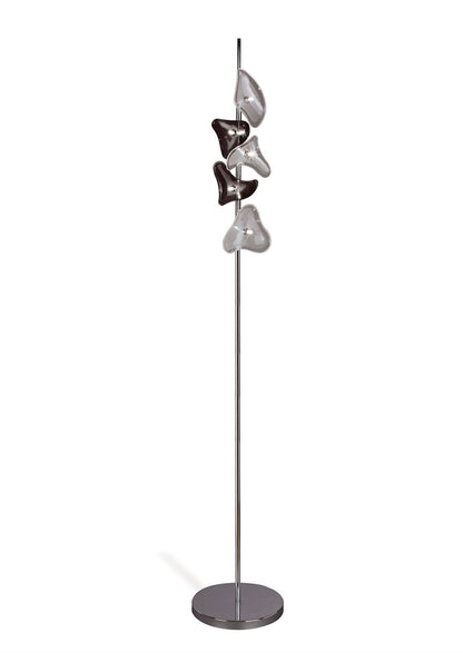 Mantra Otto Floor Lamp 5 Light G4, Polished Chrome/Frosted Glass/Black Glass, NOT LED/CFL Compatible