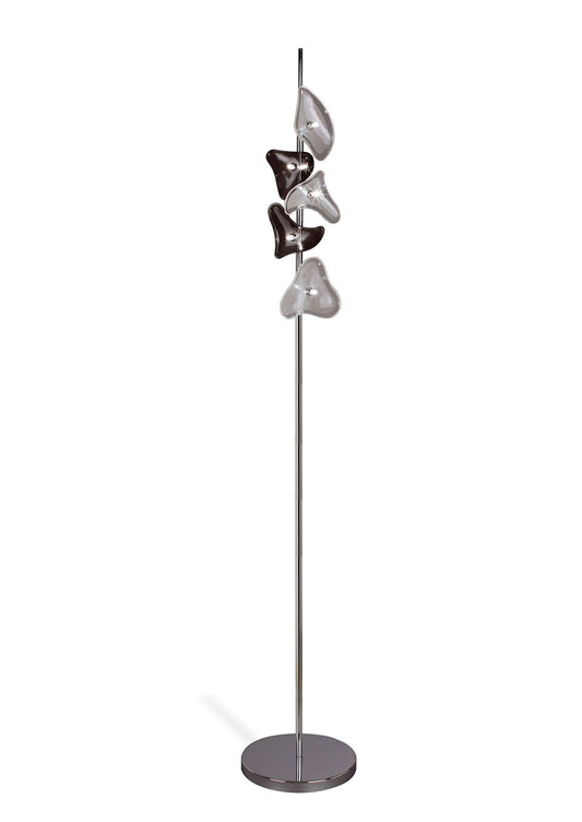 Mantra Otto Floor Lamp 5 Light G4, Polished Chrome/Frosted Glass/Black Glass, NOT LED/CFL Compatible