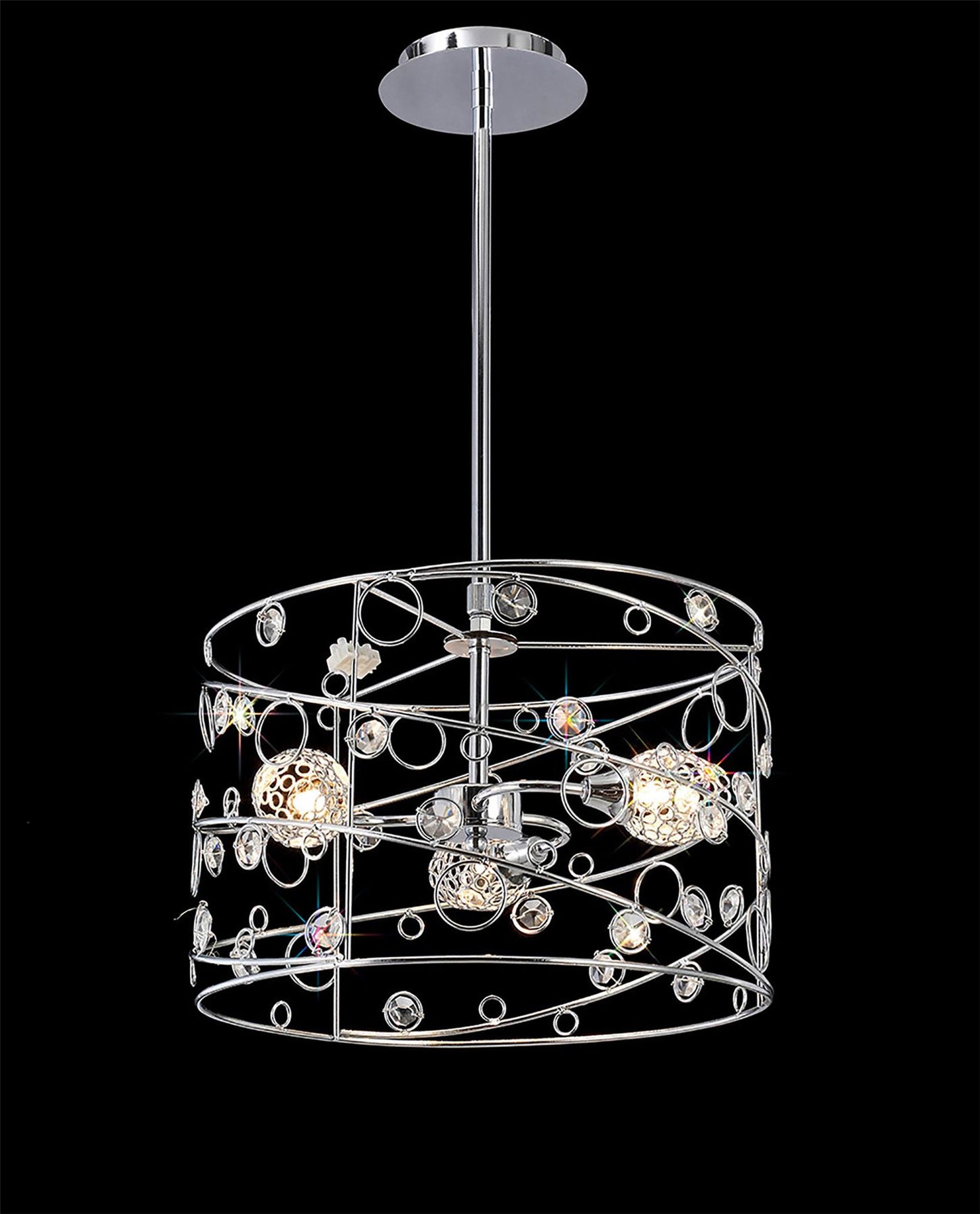 Diyas Sorrento 37cm  Ball 3 Light G9 Polished Chrome/Crystal Ceiling Pendant Light Fitting