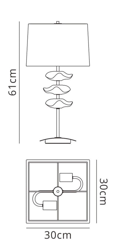 Mantra M0793 Akira Table Lamp 2 Light E27, Polished Chrome with Black Shade