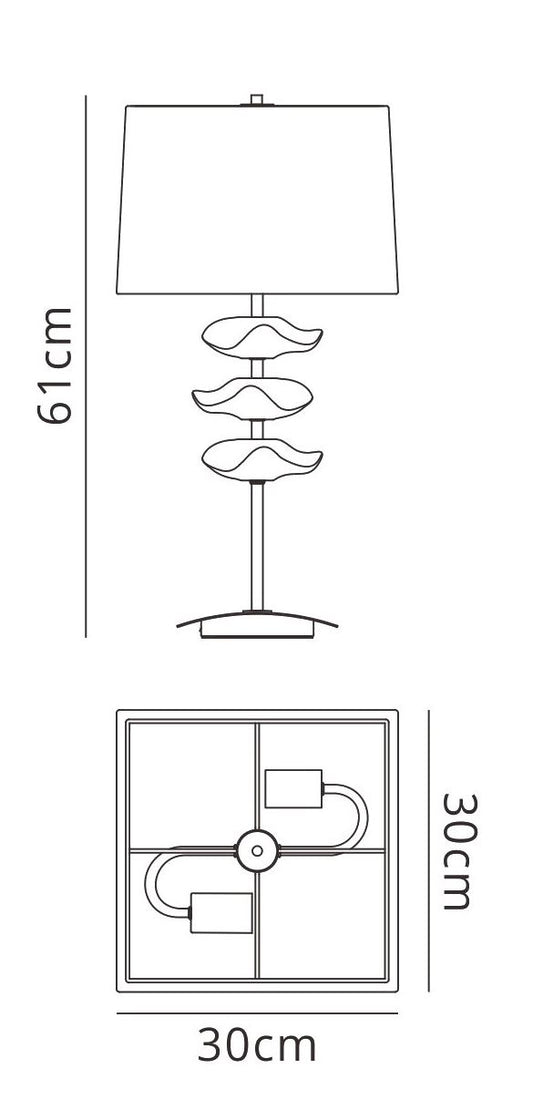 Mantra M0793 Akira Table Lamp 2 Light E27, Polished Chrome with Black Shade