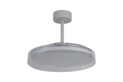 Glass Fan 53cm 40W LED Dimmable Ceiling Light With Built-In 30W DC Fan, 3000-5000K Remote Control, 6400lm, White/Clear, 5yrs Warranty