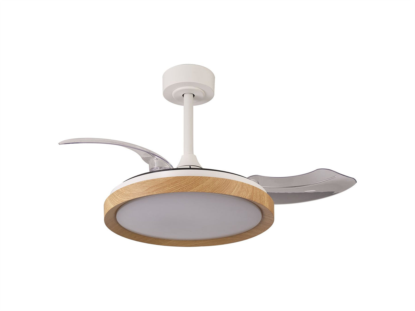 Mistral Mini 45cm 40W LED Dimmable Ceiling Light With Built-In 28W DC Fan, 2700-5000K Remote Control, 2500lm, Wood, 5yrs Warranty