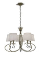 Mantra Mara 78cm Pendant 5 Light E14, Antique Brass with Ivory White Shades