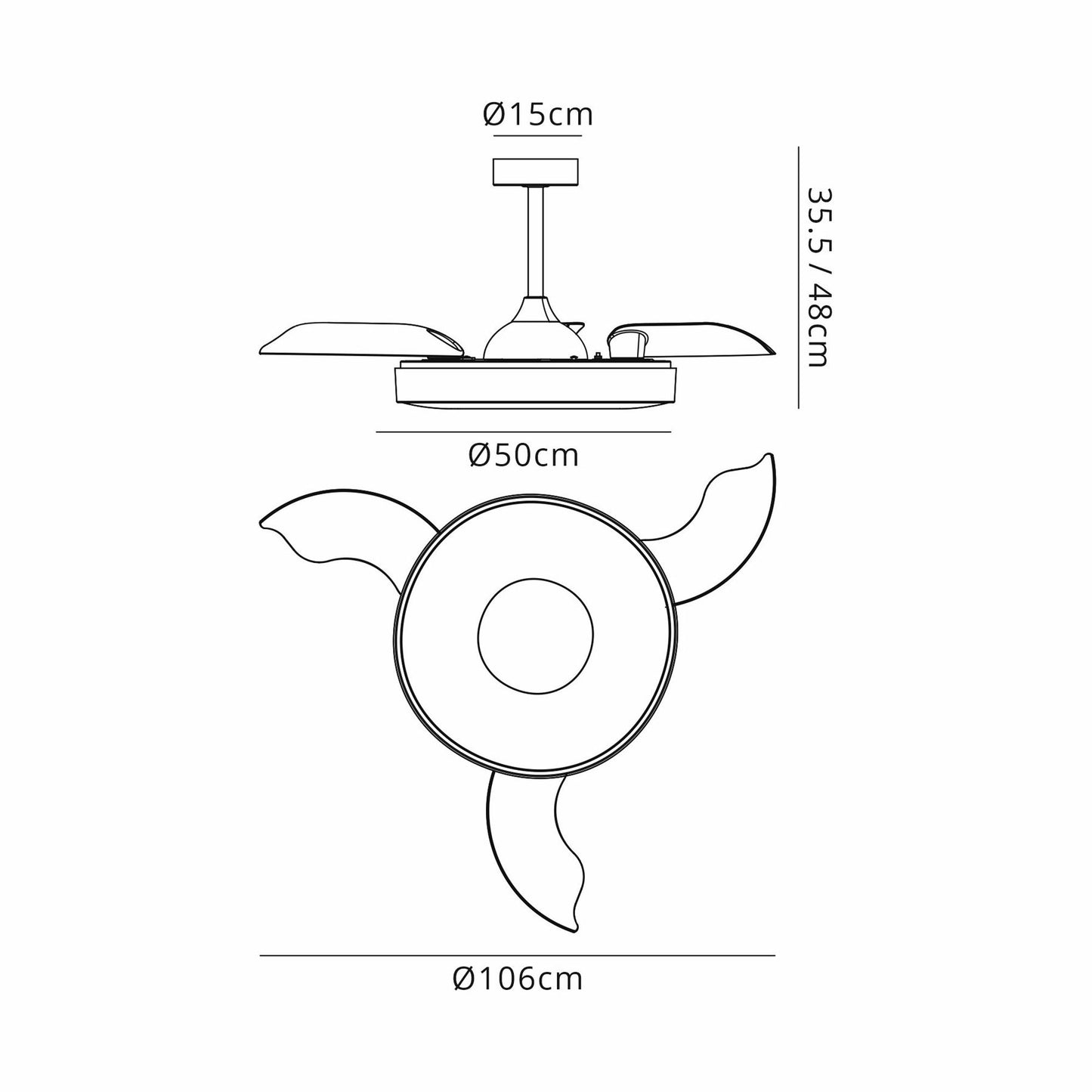 Coin Air 60W LED Dimmable Ceiling Light With Built-In 30W DC Reversible Fan, Remote & APP Control, White, 3300lm, 5yrs Warranty