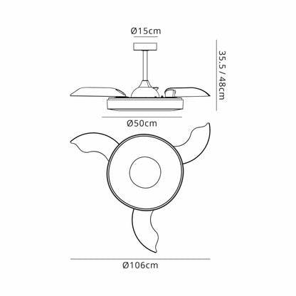 Coin Air 60W LED Dimmable Ceiling Light With Built-In 30W DC Reversible Fan, Remote & APP Control, White, 3300lm, 5yrs Warranty