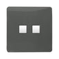 Trendi Switch 2 Gang RJ45 Cat 6 Modern Designer PC Ethernet Socket in Charcoal