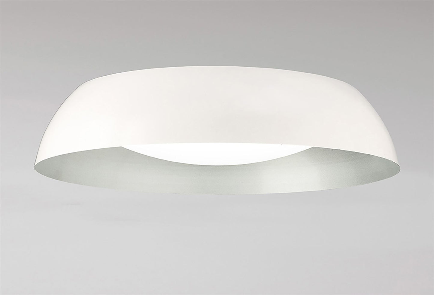 Mantra Argenta Flush Ceiling Large, 5 Light E27 Max 20w, 60cm, Matt White/Silver/White Acrylic, 2yrs Warranty