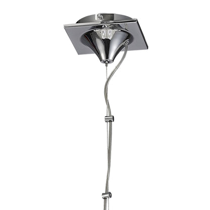 Mantra Louise Pendant 5 Light E27 with White Shades Polished Chrome/Clear Crystal