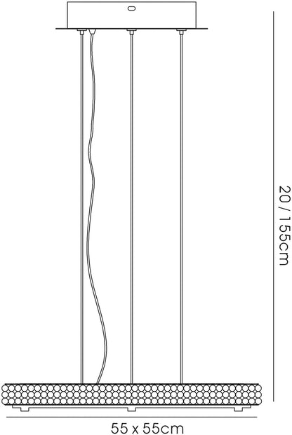 Diyas Amelia Square  44W 3900lm LED 4000K Stainless Steel/Crystal, 3yrs Warranty Ceiling Pendant Light Fitting