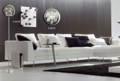 Diyas Geo Floor Lamp with Black Shade 9 Light G4 Polished Chrome/Crystal, NOT LED/CFL Compatible