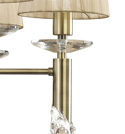 Mantra M3871 Tiffany Pendant 6+6 Light E14+G9, Antique Brass with Soft Bronze Shades & Clear Crystal