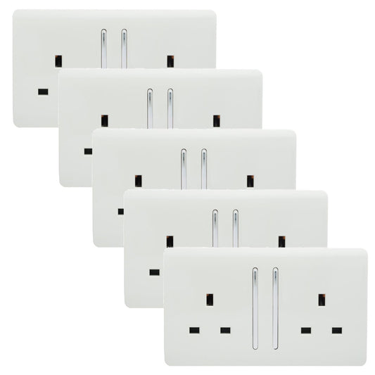 Trendi Switch 2 Gang Plug Socket in White