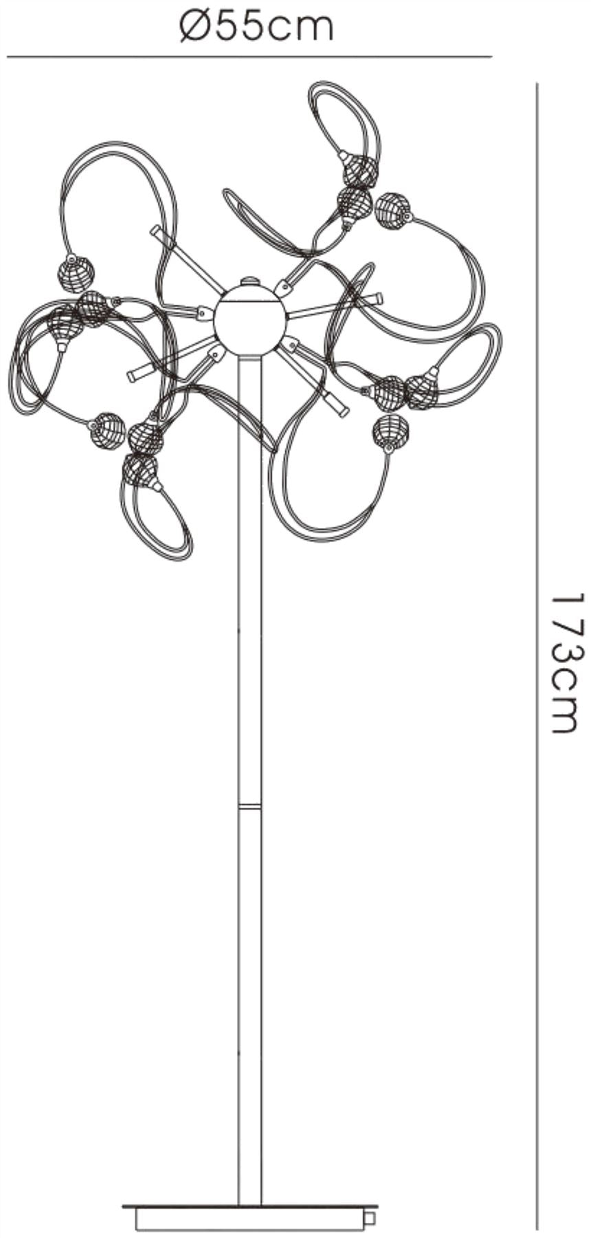 Diyas Messe Floor Lamp 12 Light G4 Polished Chrome/Crystal, NOT LED/CFL Compatible