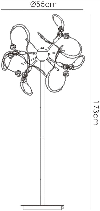 Diyas Messe Floor Lamp 12 Light G4 Polished Chrome/Crystal, NOT LED/CFL Compatible