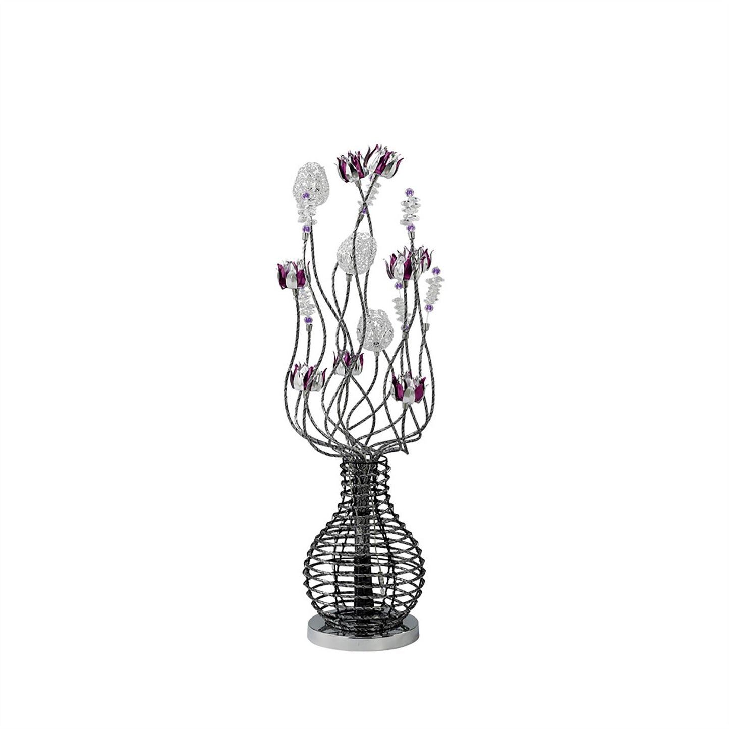 Diyas Home Viola Aluminium (DH) Viola Crystal Table Lamp 5 Light G4 Black/Purple/Chrome, NOT LED/CFL Compatible