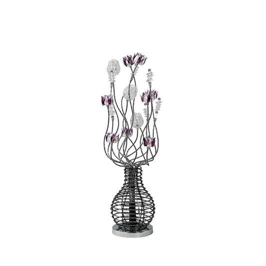 Diyas Home Viola Aluminium (DH) Viola Crystal Table Lamp 5 Light G4 Black/Purple/Chrome, NOT LED/CFL Compatible