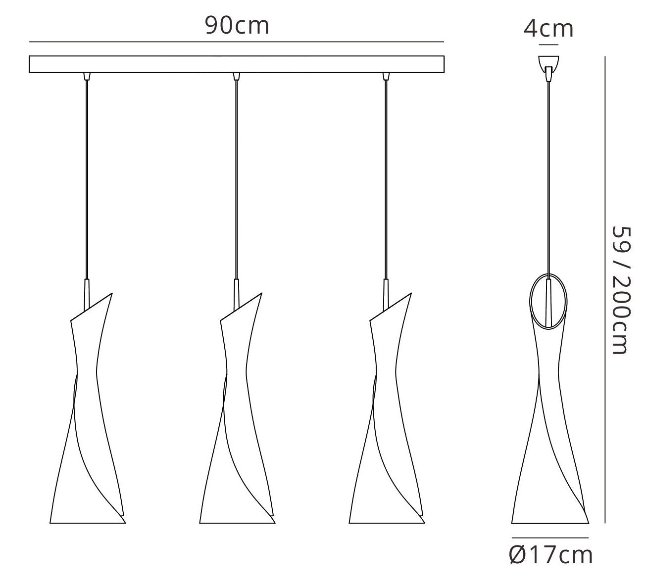 Mantra M0771 Zack Linear Pendant 3 Light E27 Line, Satin Nickel