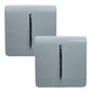 Trendi 1 Gang 2 Way 240V Screwless Artistic Modern Glossy 10 Amp Chrome Rocker Electrical Wall Light Switch in Cool Grey (2 pack)
