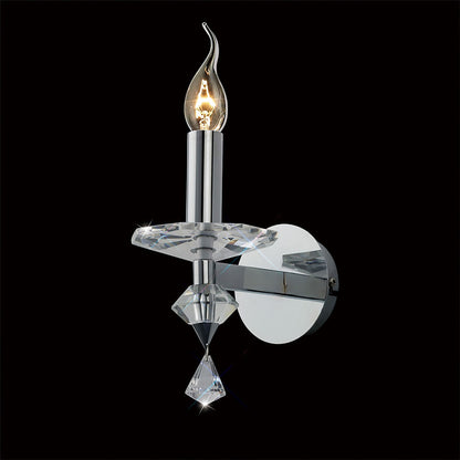 Diyas Renzo Wall Light Switched 1 Light E14 Polished Chrome/Crystal
