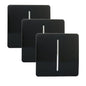 Trendi 1 Gang 2 Way 240V Screwless Artistic Modern Glossy 10 Amp Chrome Rocker Electrical Wall Light Switch in Piano Black (3 pack)