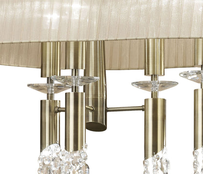 Mantra M3873 Tiffany Pendant 6+6 Light E27+G9 Oval, Antique Brass with Soft Bronze Shade & Clear Crystal