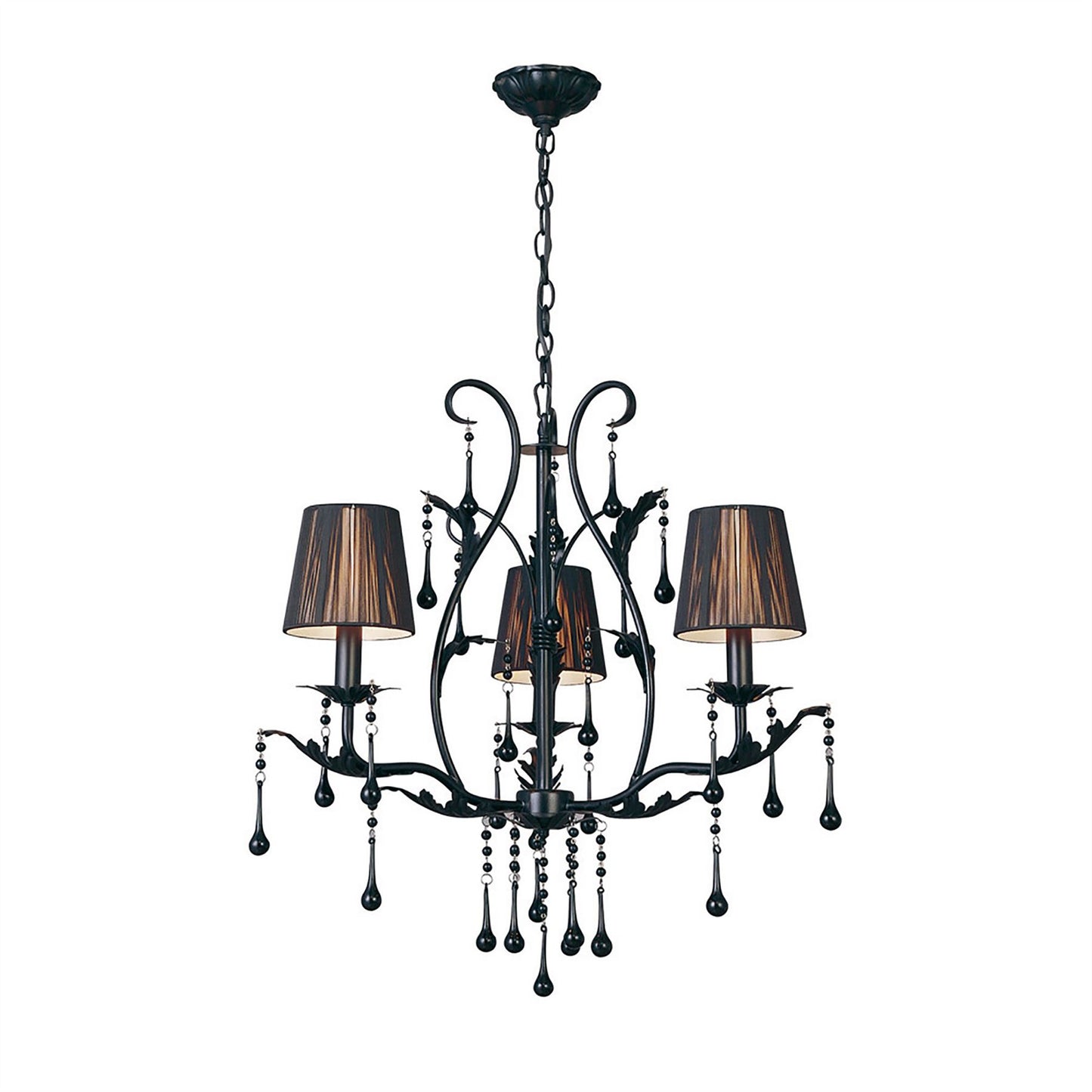 Diyas Flur 50cm  Round 3 Light E14 Black Ceiling Pendant Light Fitting