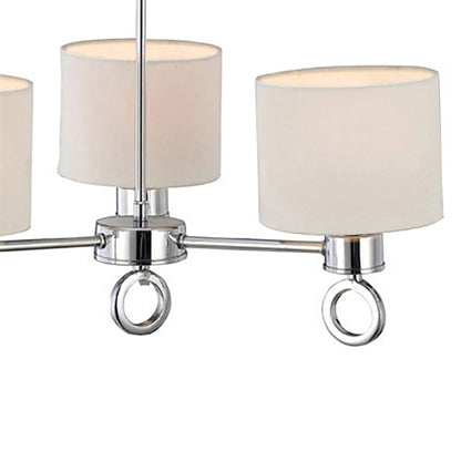 Diyas Polo 48cm  with White Shade 3 Light E27 Polished Chrome Ceiling Pendant Light Fitting
