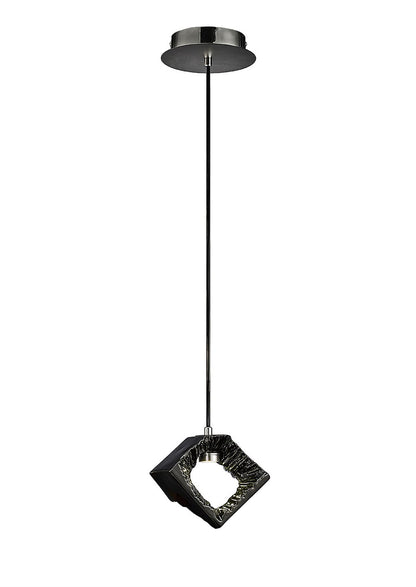 Diyas Salvio 16.5cm Ceramic Square Sculpture  1 x 3W LED 4200K Chrome/Black, 3yrs Warranty Ceiling Pendant Light Fitting