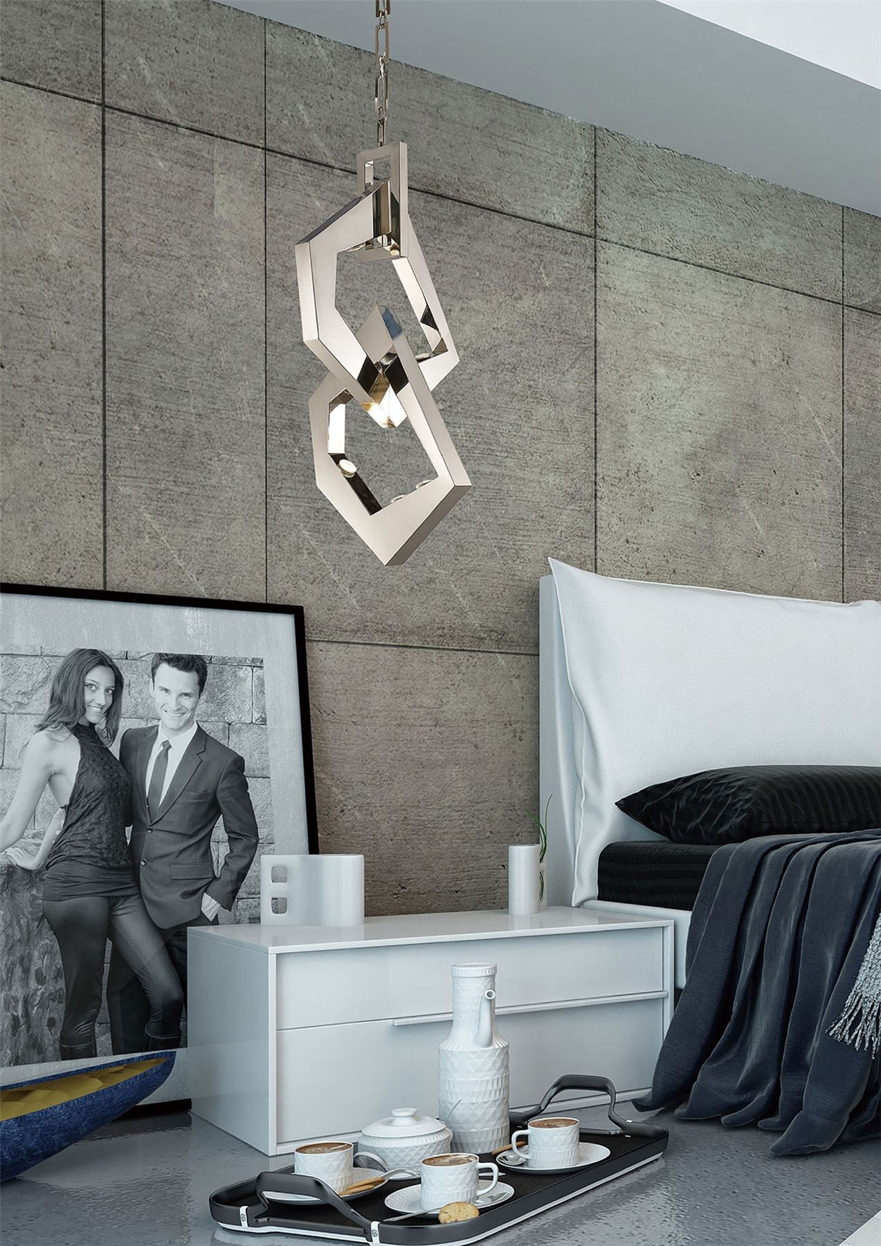 Diyas Ricadi  8 Light GU10 Stainless Steel, (ITEM REQUIRES CONSTRUCTION/CONNECTION) Ceiling Pendant Light Fitting