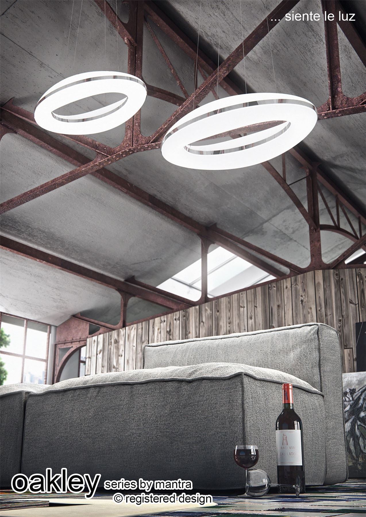 Mantra M4900 Oakley Oval Pendant 80W LED 3000K, 6400lm, Polished Chrome/Frosted Acrylic, 3yrs Warranty