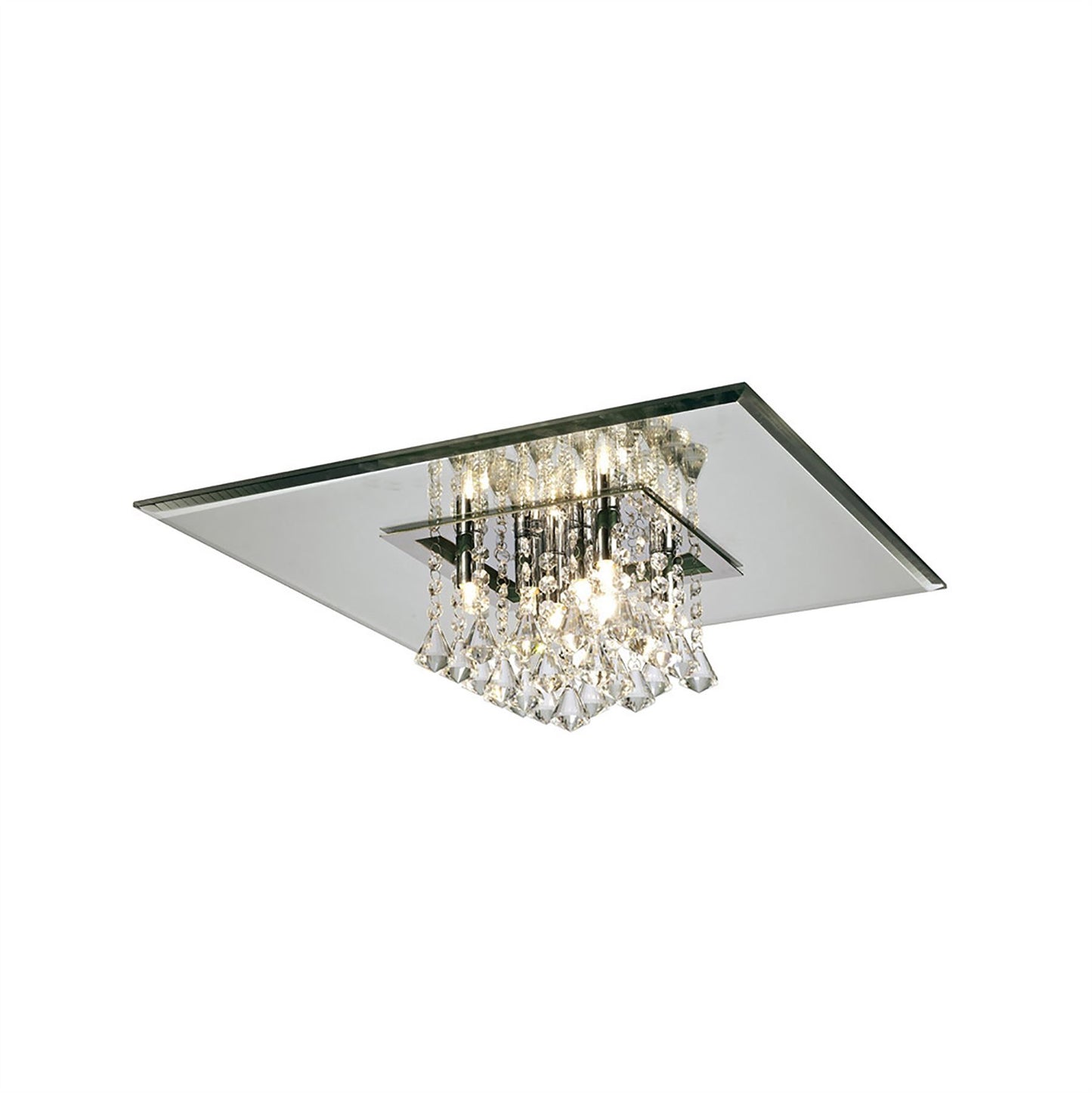 Diyas Starda Flush  Square 8 Light G9 Chrome/Crystal Ceiling Light Fitting