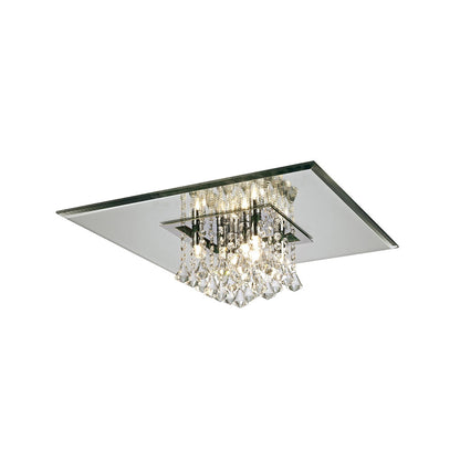 Diyas Starda Flush  Square 8 Light G9 Chrome/Crystal Ceiling Light Fitting