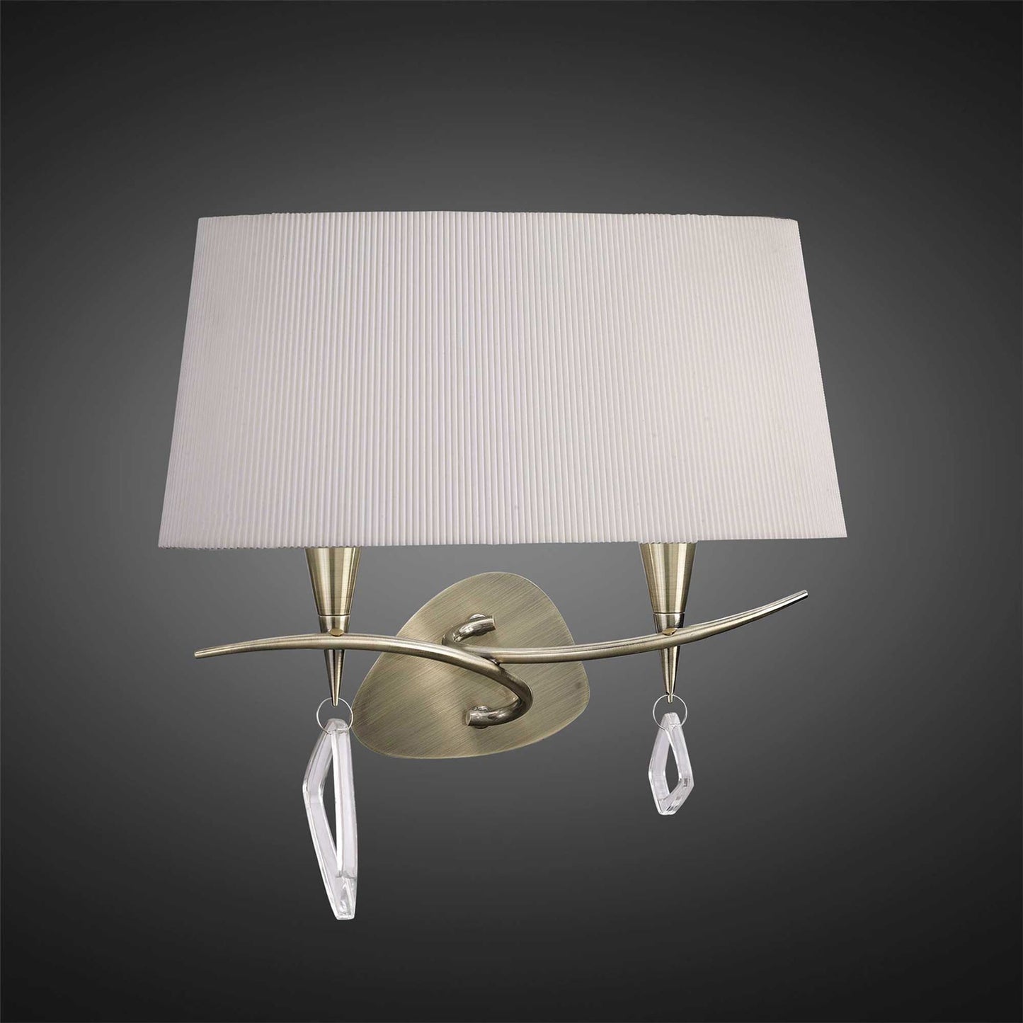 Mantra Mara Wall Light 2 Light E14, Antique Brass with Ivory White Shade