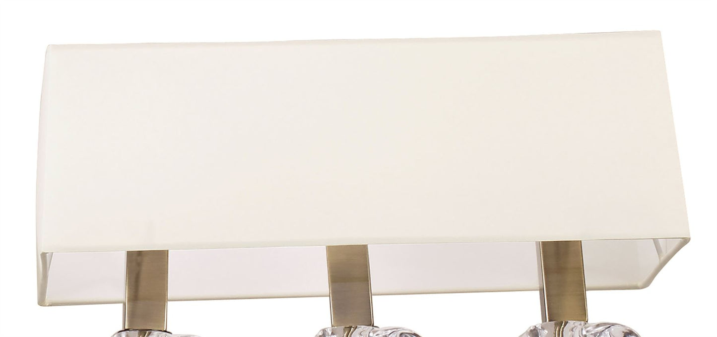 Mantra Akira Linear Pendant 2 Arm 6 Light E14, Antique Brass with Cream Shades