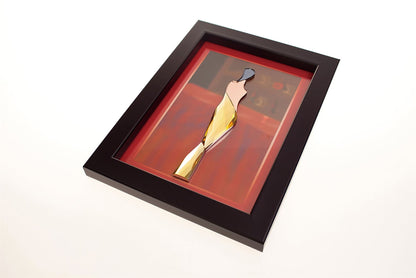 Diyas Home Crystal Wall Art (DH) Glamour Standing Lady, Black Frame, Pink, Black, Ambre Crystal Framed