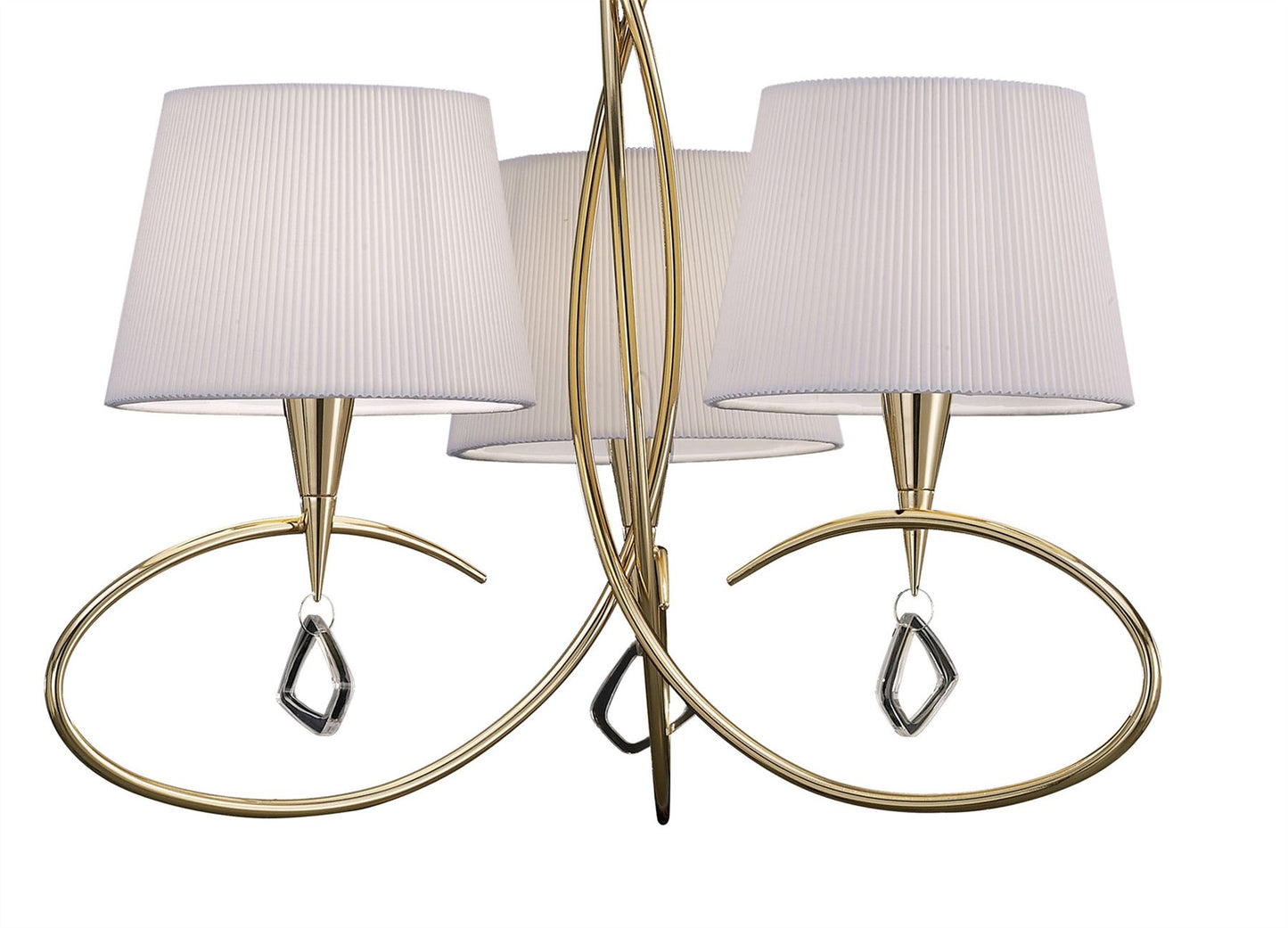 Mantra Mara 64cm Pendant 3 Light E14, French Gold with Ivory White Shades