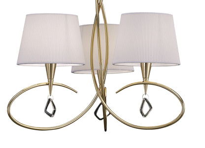 Mantra Mara 64cm Pendant 3 Light E14, French Gold with Ivory White Shades